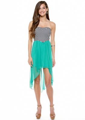 Speechless Stripe Bodice Chiffon Dress
