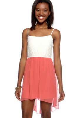 Speechless Lace Top Chiffon High Low Dress