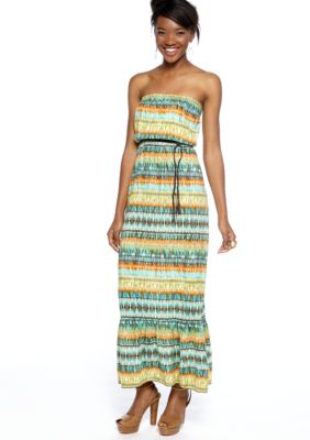 Speechless Strapless Geo Stripe Maxi Dress