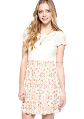 Speechless Lace Top Chiffon Skirt