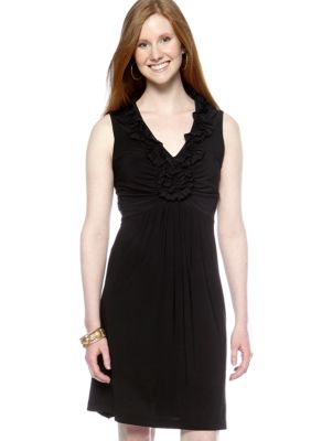 Tiana B Petite Sleeveless Ruffle Neckline Dress