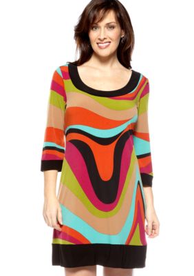 Tiana B Three-Quarter Sleeved Printed Shift Dress
