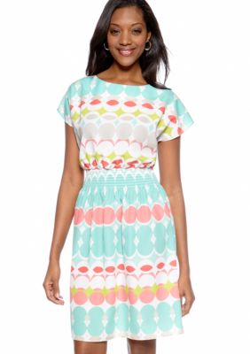 Tiana B Printed Smock Waist Dress