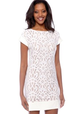 Tiana B Cuffed Cap-Sleeved Lace Dress 