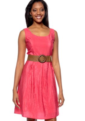 Tiana B Sleeveless Fit and Flare Belted Dress