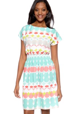 Tiana B Plus Size Printed Smock Waist Dress