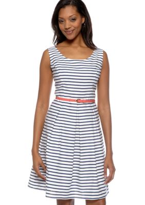Tiana B Stripe Belted Dress