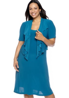 Tiana B Plus Size Short-Sleeved Matte Jersey Jacket Dress