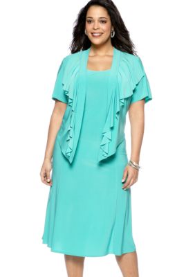 Tiana B Plus Size Short-Sleeved Matte Jersey Jacket Dress