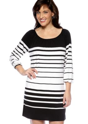 Tiana B Striped Bishop Sleeve Dress