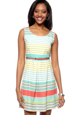 Tiana B Stripe Belted Dress