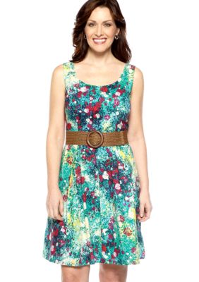 Tiana B Sleeveless Floral Print Fit and Flare Dress