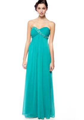 Blondie Nights Long Strapless Gown with Beaded Detail