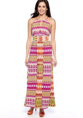 New Directions Halter Printed Maxi Dress