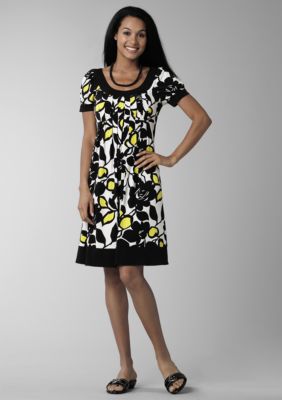 ND&reg; New Directions Paper Cut Floral Print Pleated Jersey Dress