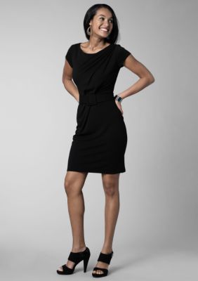 Kristin Davis Cap Sleeve Ruched Dress