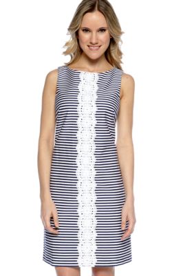 Ivy & Blu/maggy boutique Sleeveless Striped Sheath with Lace