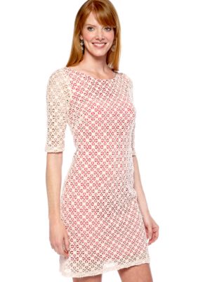 Ivy & Blu/maggy boutique Elbow-Sleeved Allover Lace Sheath Dress