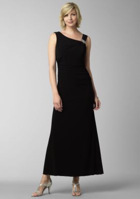 Cachet Shirred Drape Back Long Dress
