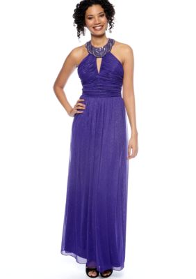 Cachet Halter Jewel Neckline Gown
