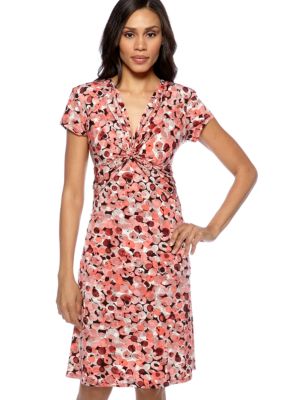 Connected Apparel Petite Ditsy Print Dress