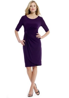 Connected Apparel Matte Jersey Ruched Dress