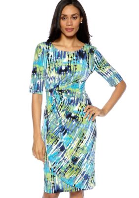 Connected Apparel Petite Printed Matte Jersey Dress