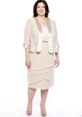 Dana Kay Plus Size Two Piece Buckle Dress with Jacket