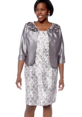 Dana Kay Plus Size Floral Accent Jacket Dress
