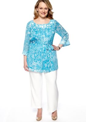 Dana Kay Plus Size Three-Quarter Sleeved Pant Set