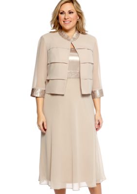 Dana Kay Plus Size Three-Quarter Sleeved Jacket Dress
