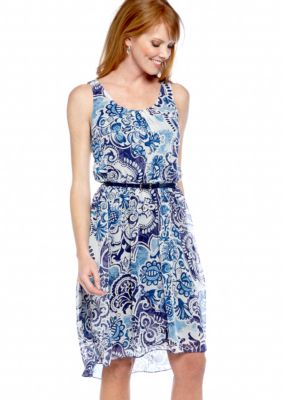 ECI New York Sleeveless Printed Hi-Lo Dress