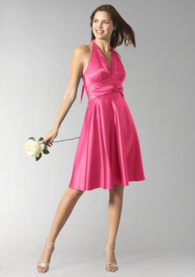 Jessica McClintock Halter Twist Waist Bridesmaid Dress