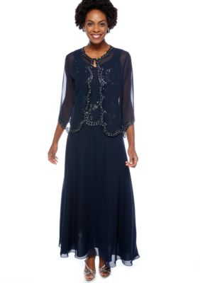 JKARA Beaded Trim Jacket Dress