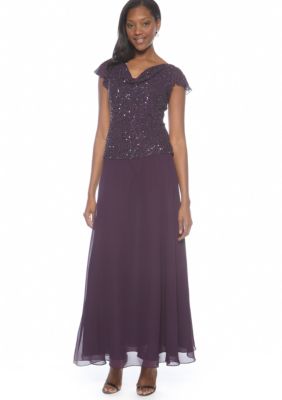 JKARA Cowl Neck Sequin Dress