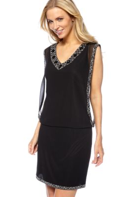 JKARA Sleeveless Blouson Beaded Cocktail Dress