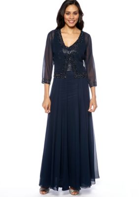 JKARA Three-Quarter Sleeved Jacket Dress with Beads