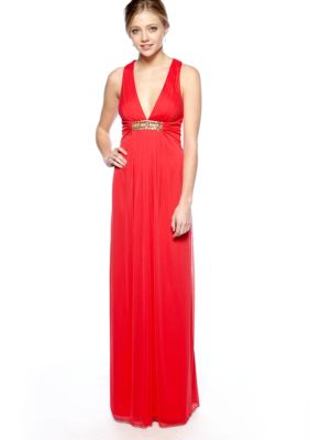 Xscape Halter Gown with Crisscross Back