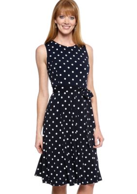 Jessica Howard Sleeveless Polka Dot Fit and Flare Dress