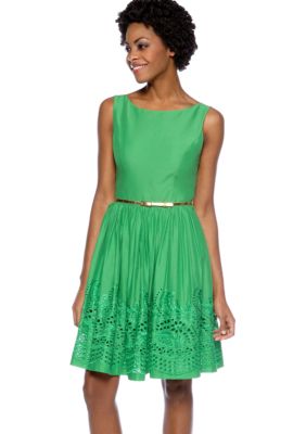 Jessica Howard Sleeveless Fit and Flare Belted Dress