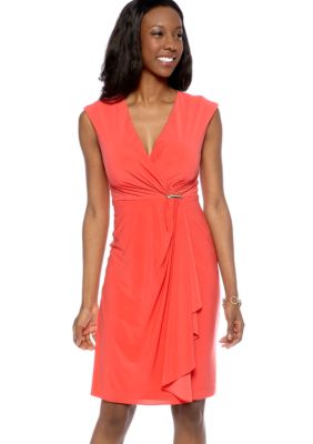 Jessica Howard Cap-Sleeved Sheath Dress with Cascade Ruffle