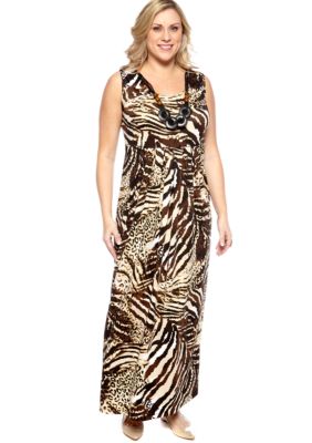Lennie for Nina Leonard Plus Size Sleeveless Printed Maxi Dress