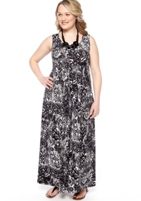 Lennie for Nina Leonard Plus Size Sleeveless Printed Maxi Dress