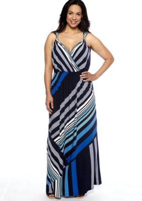 Lennie for Nina Leonard Plus Size Sleeveless Stripe Maxi Dress