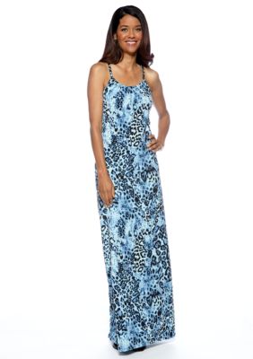 Lennie for Nina Leonard Chain Neckline Printed Maxi Dress