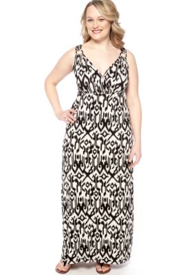 Lennie for Nina Leonard Plus Size Sleeveless Printed Maxi Dress