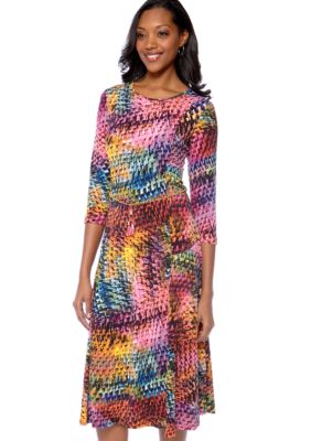 Lennie for Nina Leonard Printed Matte Jersey Dress