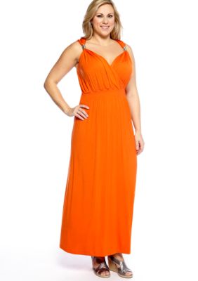 Lennie for Nina Leonard Plus Size Sleeveless Crossover V-Neck Maxi Dress