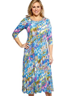 Lennie for Nina Leonard Three-Quarter Sleeved Printed Dress