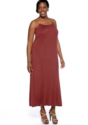 Lennie for Nina Leonard Plus Size Halter Maxi Dress with Chain Neckline